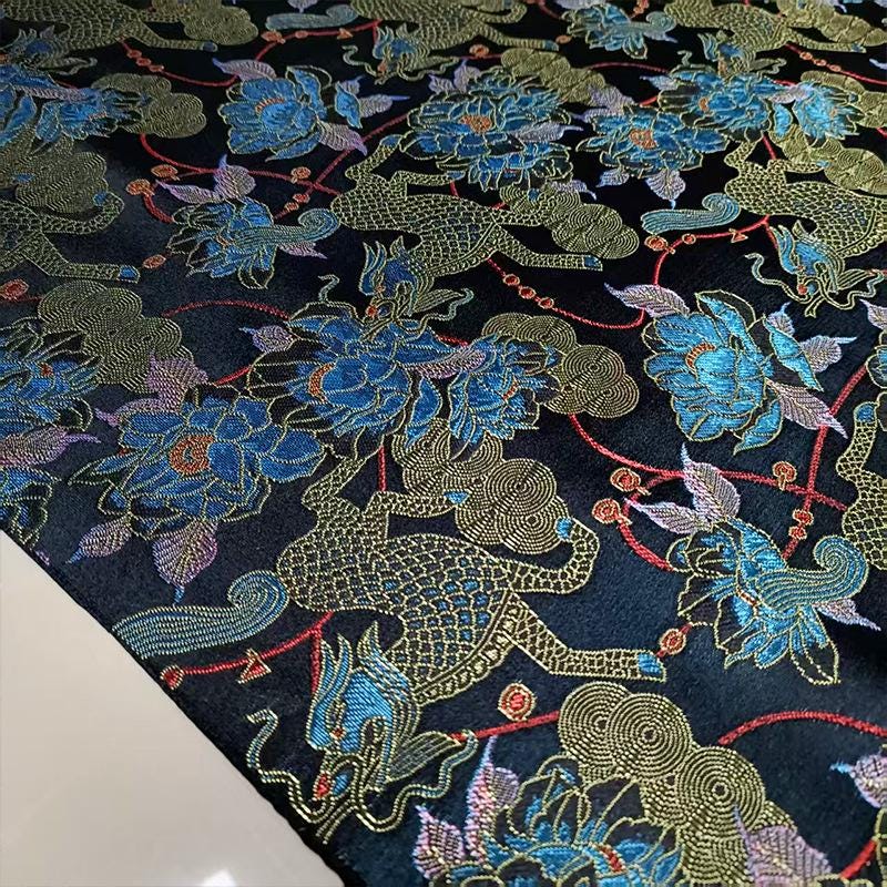 Kirin Peony Brocade Fabric ��� Color-Woven Jacqua"W
