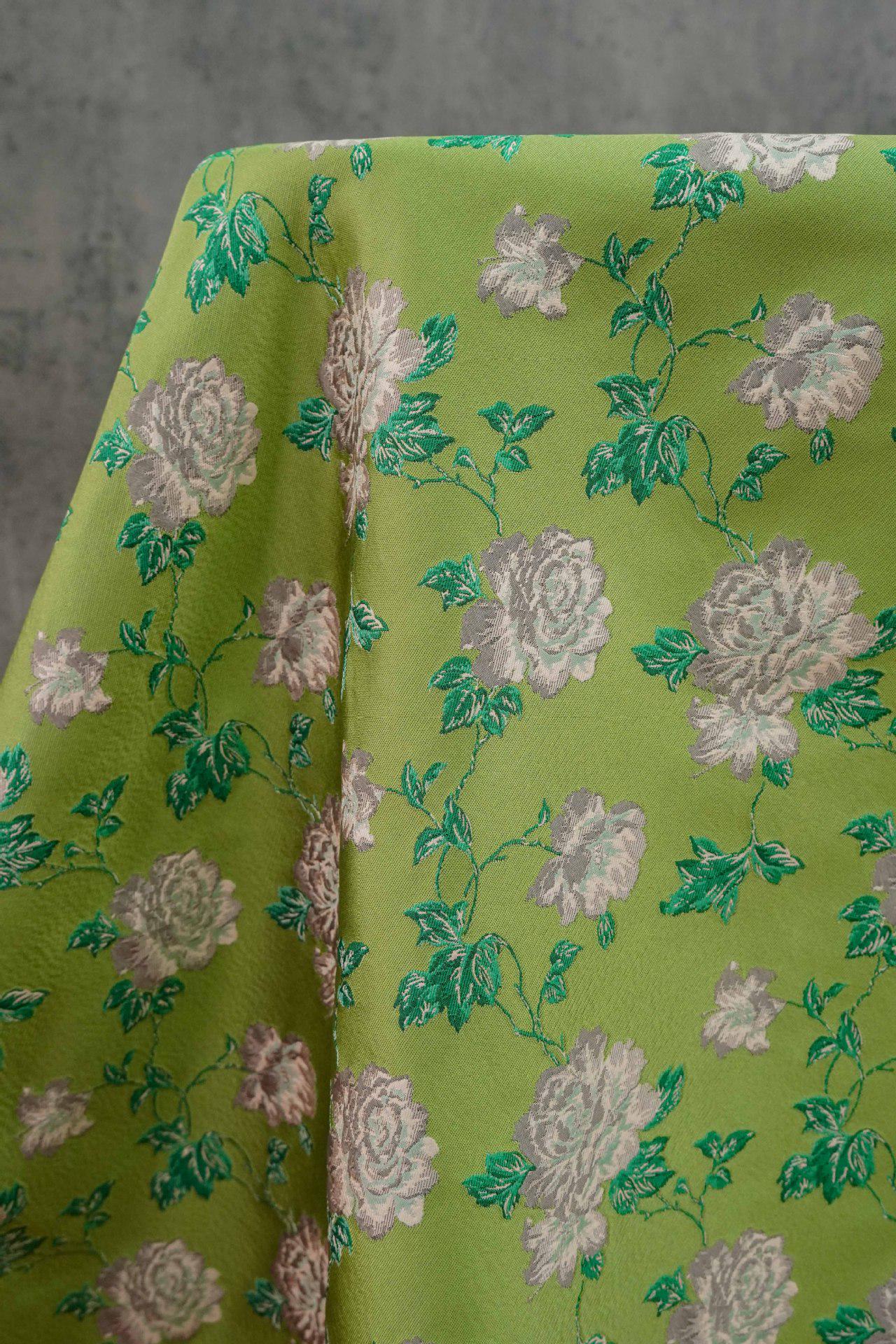 Embossed Floral Jacquard Fabric: Gold Thread Brocade, 59" Wide