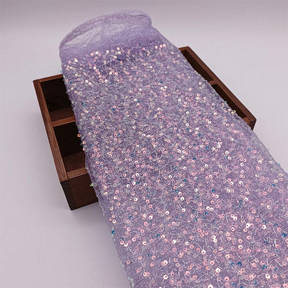 Iridescent Sequin Fabric: Multicolor 3D Embroidery, 49" Wide, By The Yard