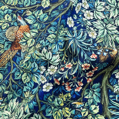 1960s Cotton Fabric: Bird & Floral Print, 59" Wide