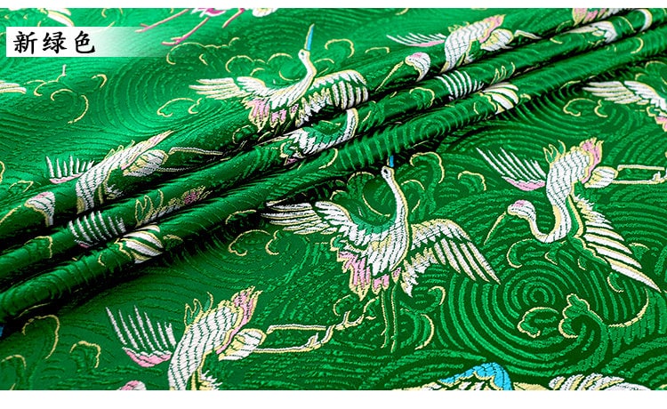 Crane Brocade Fabric: Colorful Silk Rayon Blend, Cheongsam Qipao Material
