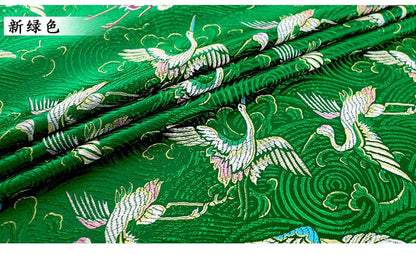 Crane Brocade Fabric: Colorful Silk Rayon Blend, Cheongsam Qipao Material