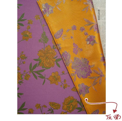 Gold Thread Purple Jacquard Fabric: Peony Pattern, 59" Wide