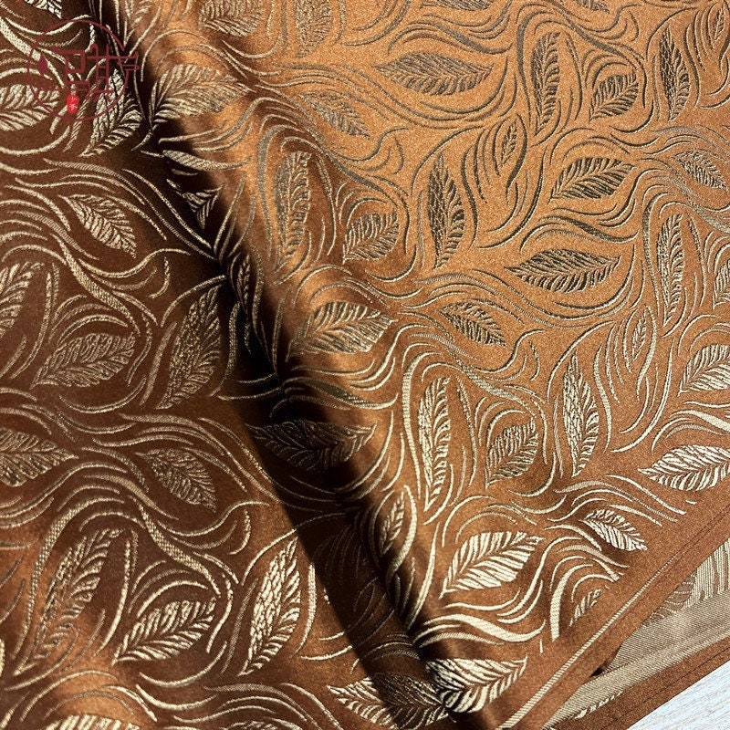 Brocart de soie à motif de fleurs de blé, largeur 75 cm (29,5 po) - Vendu au mètre
