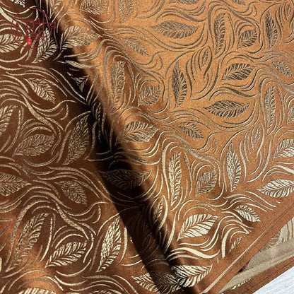 Brocart de soie à motif de fleurs de blé, largeur 75 cm (29,5 po) - Vendu au mètre