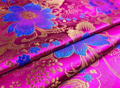 Lily Brocade Fabric: Chinese Woven Damask, Costume & Decor - 29.5"W