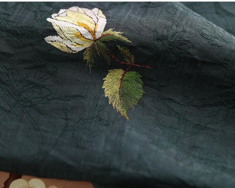 Tissu Tencel Ramie : Tissu à coudre imprimé roses, largeur 150 cm
