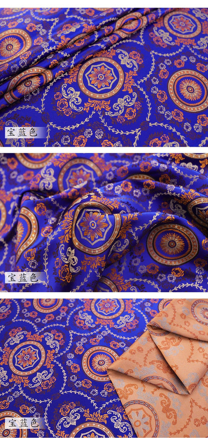 Roulette Flower Jacquard Fabric: Silk Rayon Sewing Material