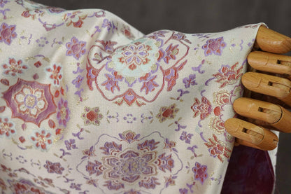 Tissu brocart floral bleu ciel : Jacquard à fil d'or, couture Cheongsam Hanfu