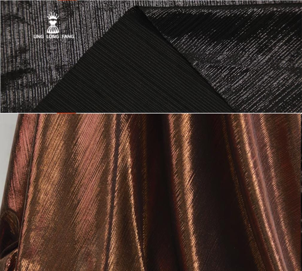 Metallic Foil Striped Knit Fabric: 4-Way Stretch, 56" Wide