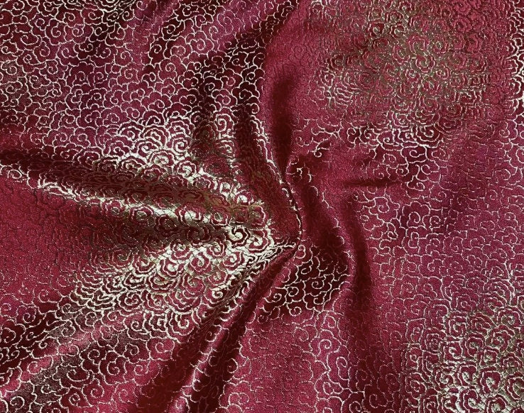 Cloud Brocade Fabric: Silk Rayon Jacquard, Costume Dress Material (59"W)