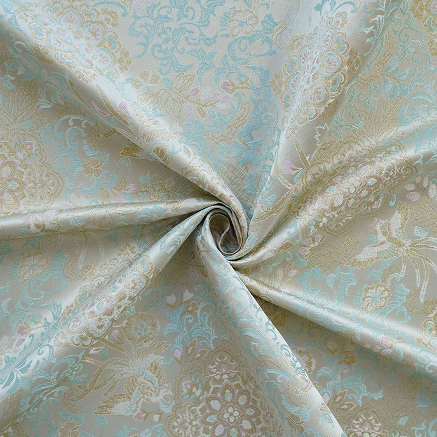 Tissu brocart Phoenix à fils d'or : Jacquard style chinois (140 cm)