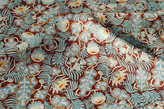 Tissu ramie style vintage : imprimé floral, largeur 140 cm, pour la couture et l’ameublement