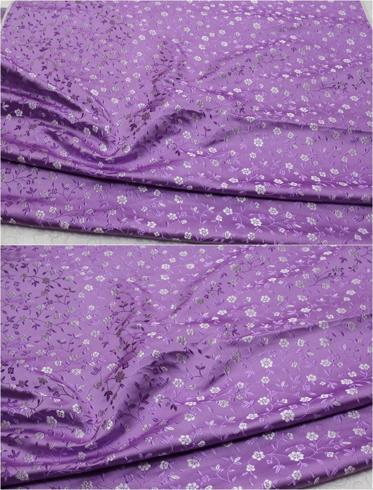 Floral Brocade Fabric: Chinese Style Silk Rayon Blend, 29.5" Wide