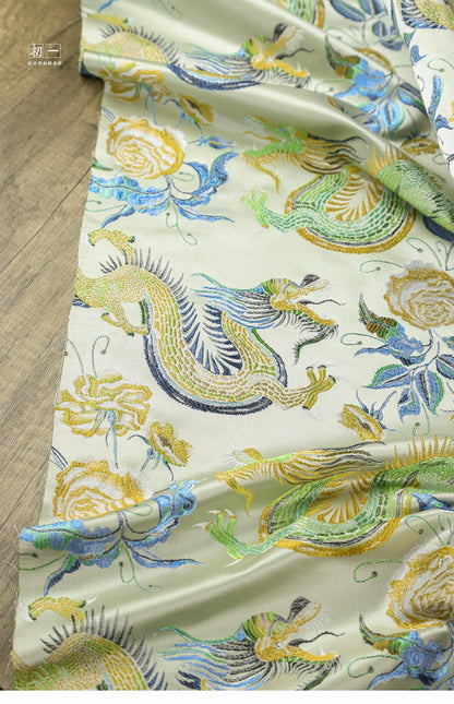 Dragon Jacquard Fabric: 59"W Polyester Damask for Sewing & Decor