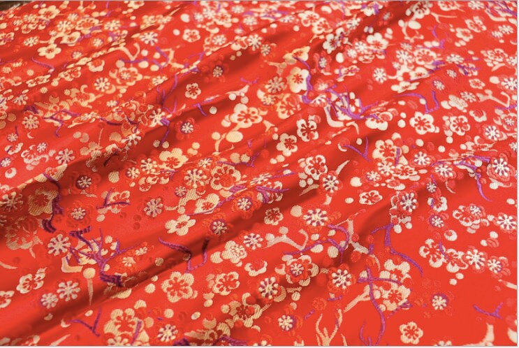 Plum Blossom Silk Brocade Fabric: Multicolored Cheongsam Qipao Material
