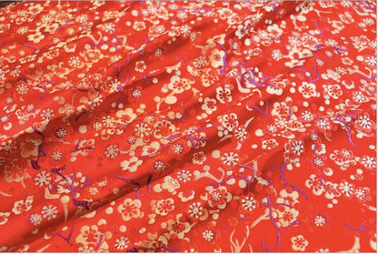 Plum Blossom Silk Brocade Fabric: Multicolored Cheongsam Qipao Material
