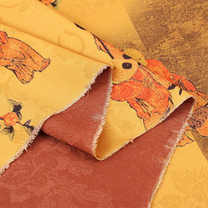 Chinese Baizi Print Fabric: Polyester Spandex Blend, 59" Wide