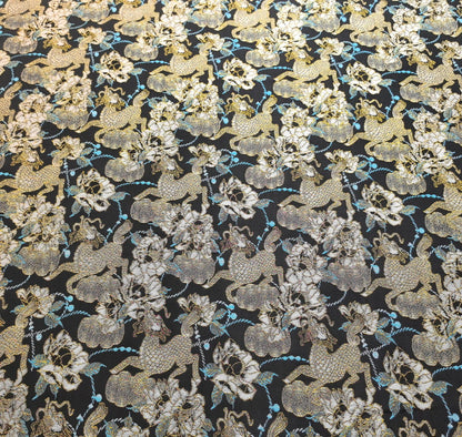 Kirin Peony Brocade Fabric: 59"W Chinese Upholstery Sewing Material