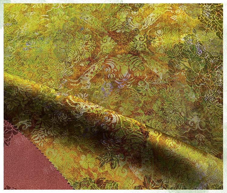 Rayon Silk Jacquard Xiangyun Fabric ��� Autumn Gold Velvet Handwoven Material for Dress, Cheongsam, DIY Sewi" Wide