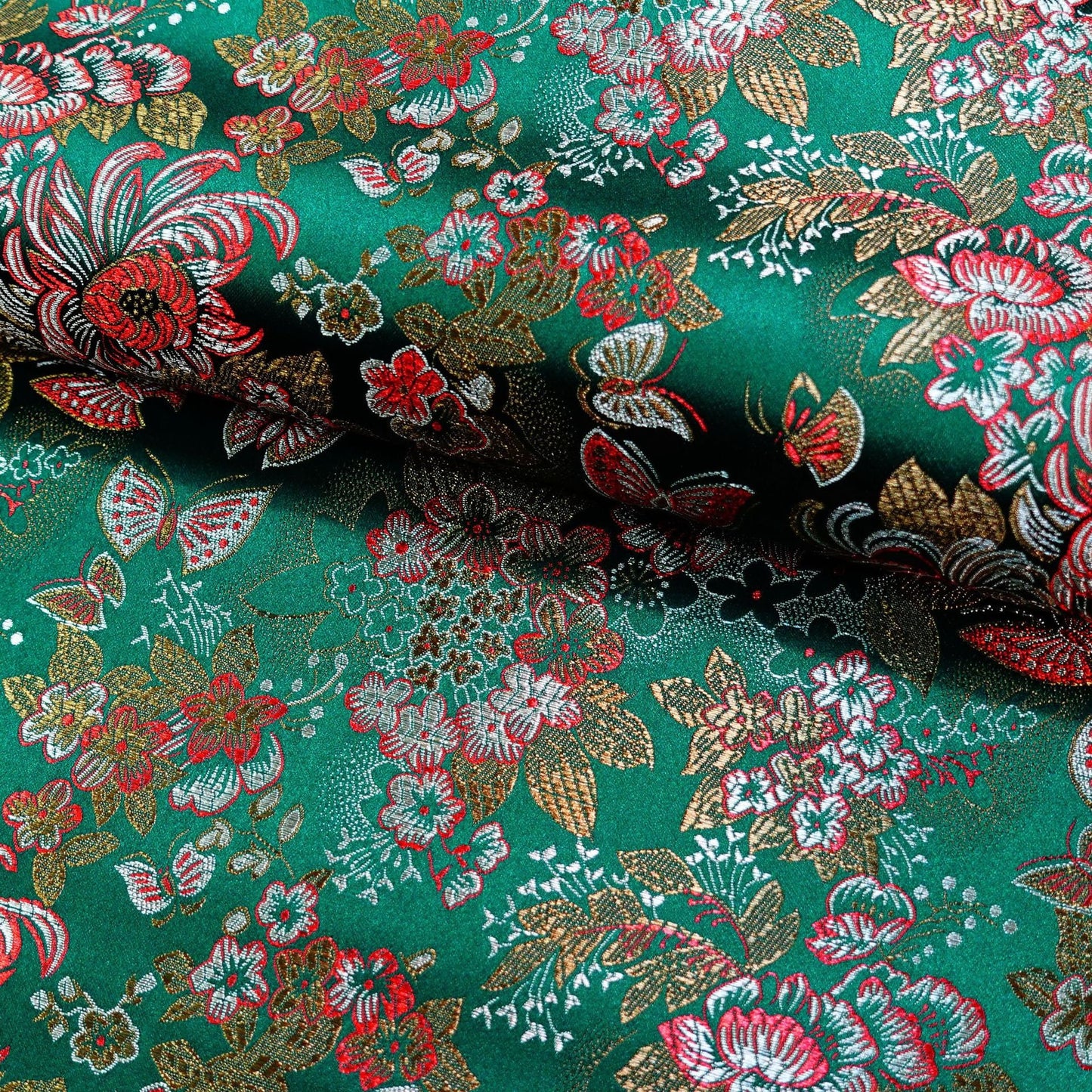 Butterfly Brocade Fabric: 45"W Silk Rayon Blend, Costume Decor