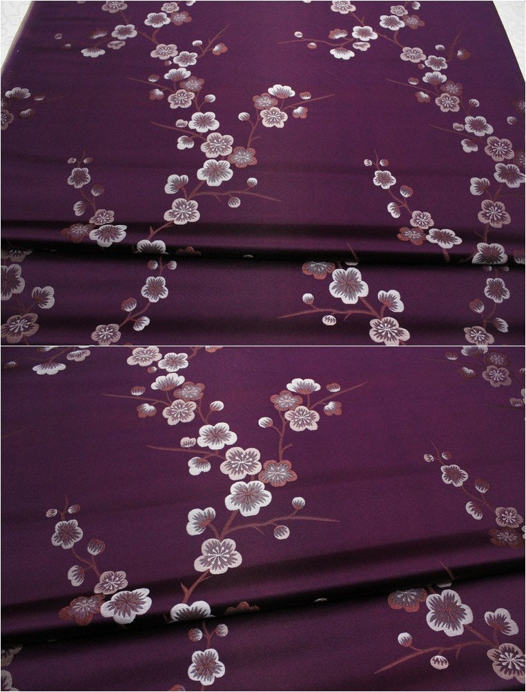Plum Blossom Brocade Fabric: Chinese Jacquard Silk Rayon Blend (29.5" Wide)