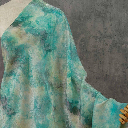 Tea Silk Satin Fabric: 53"W Oil Ink Print, Upholstery, Costume, Drapery