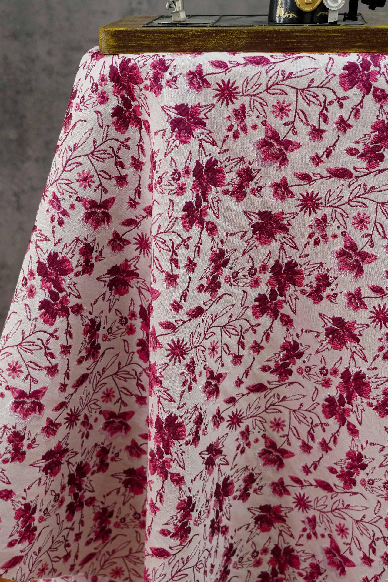 Floral Jacquard Fabric ��� Gold & Silver Threa" Wide