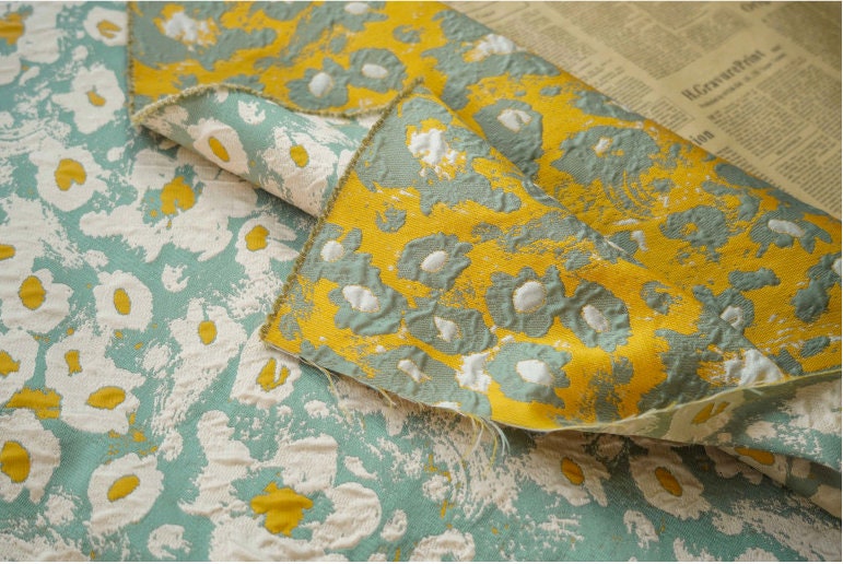 Reversible Jacquard Fabric: Embossed Floral Oil Painting, 59"W