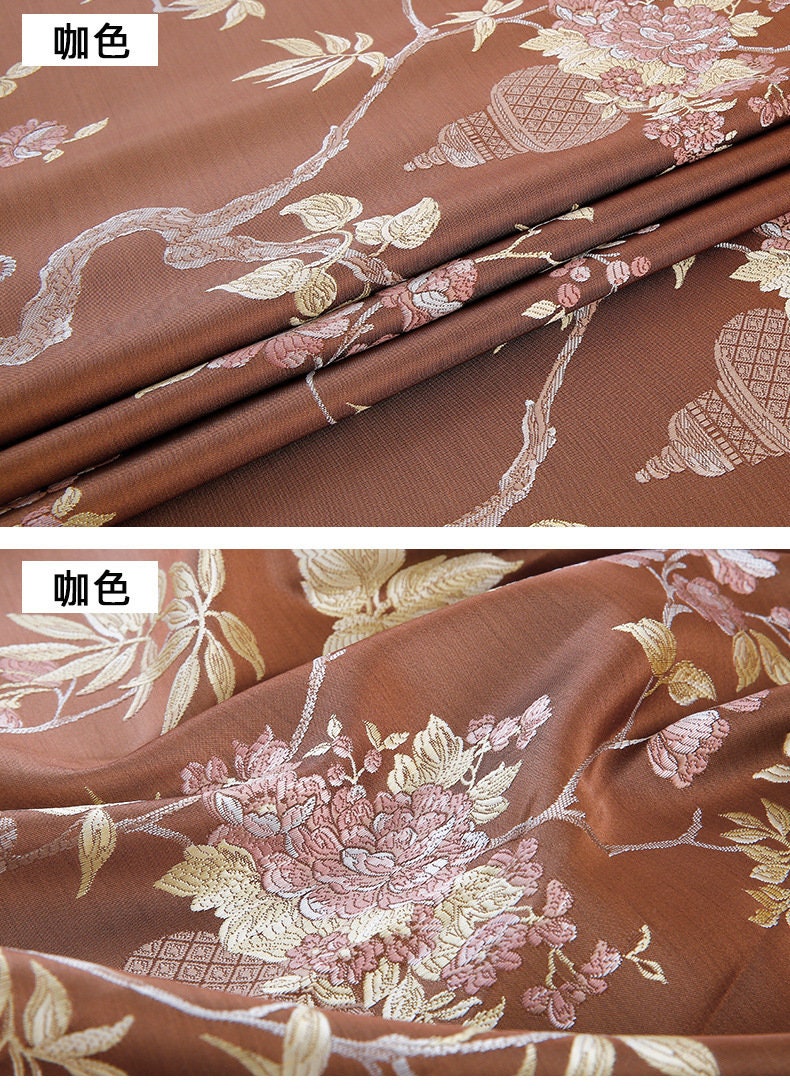 Tissu jacquard brocart oriental : damas style palais, 145 cm de large
