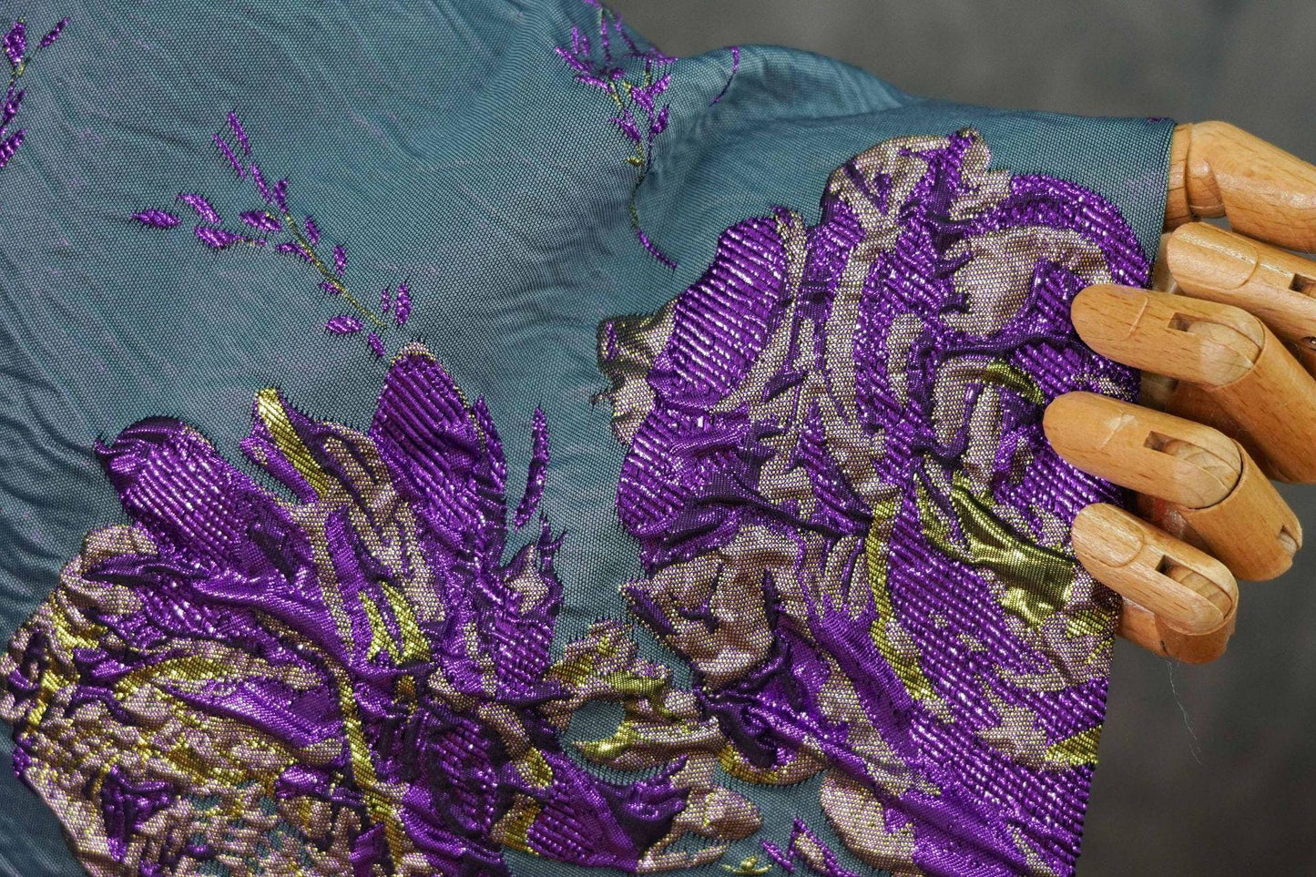 Gold Thread Jacquard Fabric: 3D Designer Prom Fabric, 63" Wide
