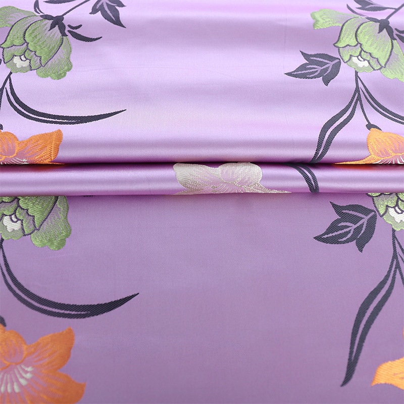 Rose Floral Jacquard Satin Fabric: Tibetan Robe, Upholstery (29.5"W)