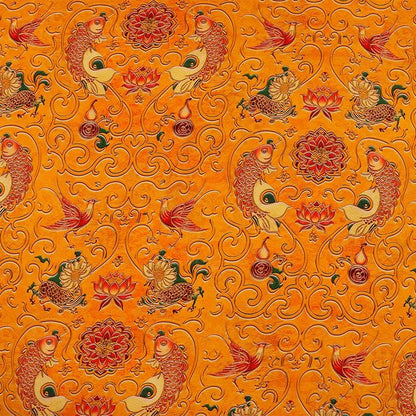 Phoenix and Koi Fabric: Luxury Printed Rayon Tea Silk (59" Wide)