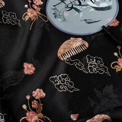 Lotus Tea Silk Satin Fabric: Japanese Pattern Upholstery, Costume, Decor (58"W)