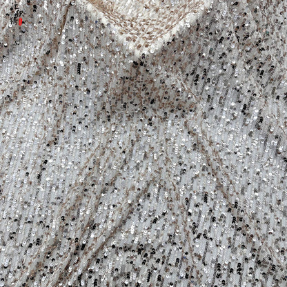 Sequin Lace Fabric: 3D Pleated Embroidery, 49" Wide, For Prom & Wedding