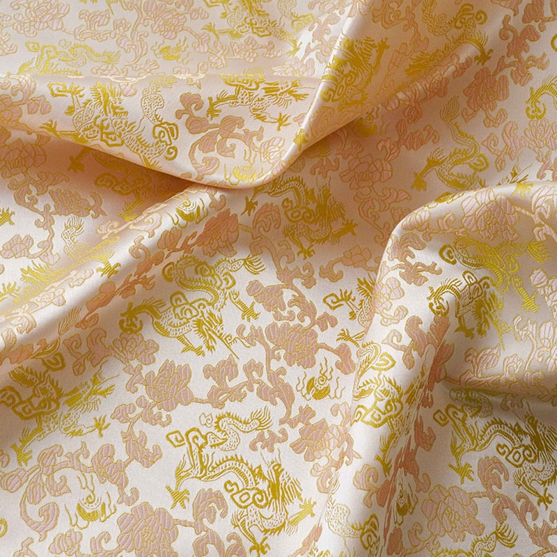 Flying Dragon Brocade Fabric: 59"W Rayon Chinese Robe Material