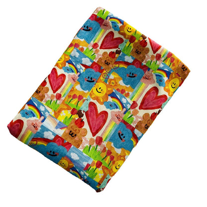 60s Cotton Fabric: Colorful Cartoon Print, Sewing Quilting Material