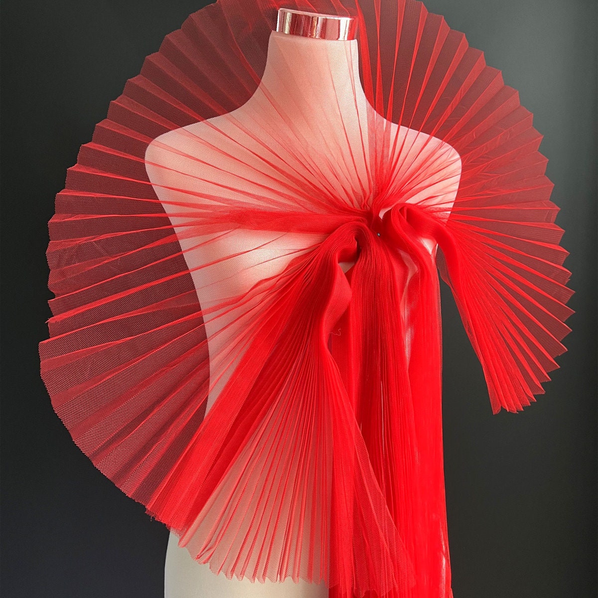 Pleated Tulle Fabric: 59" Wide Stiff Mesh, Designer Wedding Material