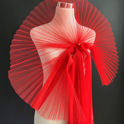 Pleated Tulle Fabric: 59" Wide Stiff Mesh, Designer Wedding Material