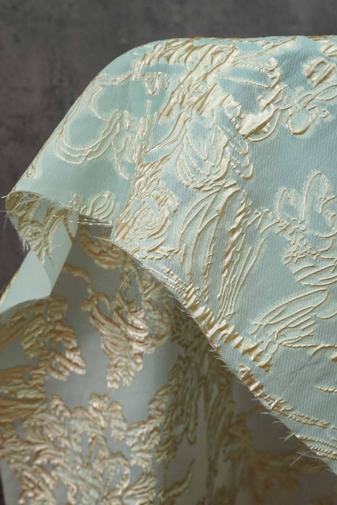 Gold Thread Jacquard Fabric: 3D Designer Material, 55" Wide - Upholstery, Quilting