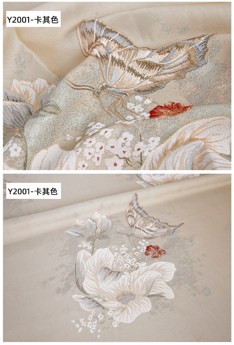 Tissu jacquard papillon : 145 cm de large, polyester, matériau de couture