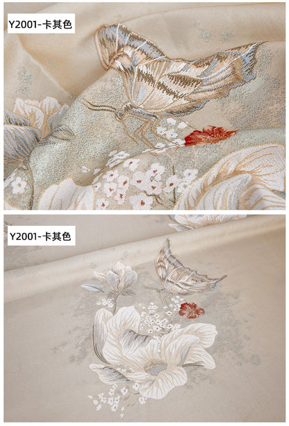 Tissu jacquard papillon : 145 cm de large, polyester, matériau de couture
