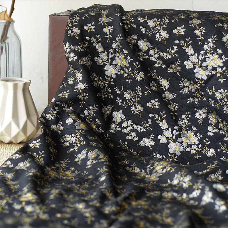 Gold Thread Jacquard Fabric: Retro Reversible Upholstery, Costume, Decor