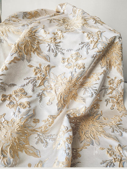 Tissu jacquard à motif pivoine abstraite : ameublement gaufré, rideaux, couture (largeur : 55 pouces)