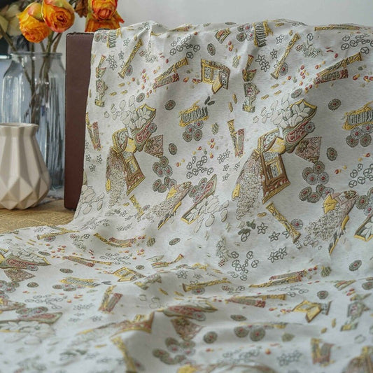 White Lurex Jacquard Fabric: 3D Embossed Woven Polyester, 65"W