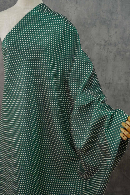 Tissu jacquard réversible : pois verts et blancs, 165 cm de large