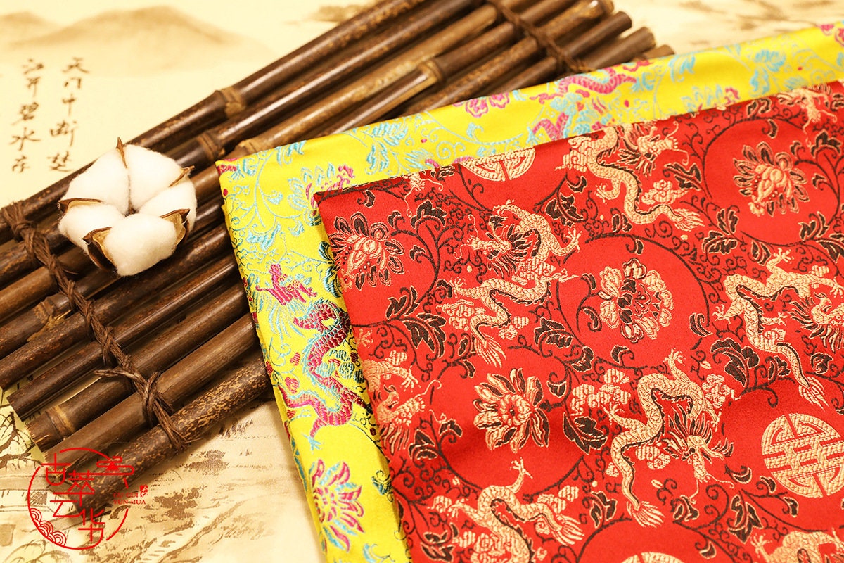 Tissu brocart dragon : Tissu pour cheongsam qipao multicolore