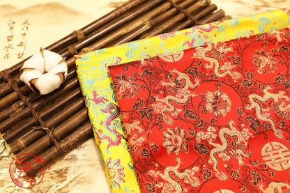 Tissu brocart dragon : Tissu pour cheongsam qipao multicolore