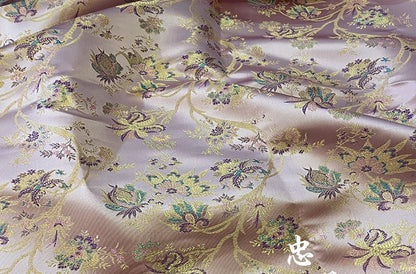 Pink Floral Silk Brocade Fabric: 59" Wide, Wedding Sewing Quilting