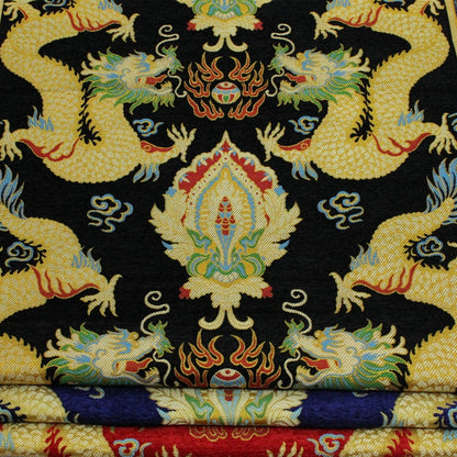 Double Dragon Brocade Fabric: Chinese Robe Cheongsam Material (29"W)